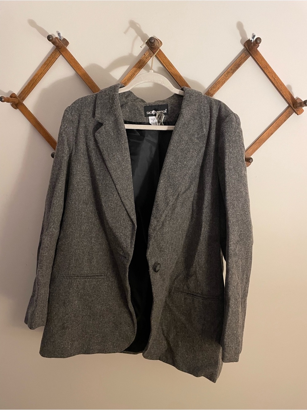 Sag Harbor Gray Wool-Blend Coat with Black Lining